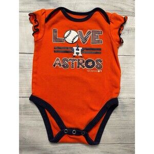 MLB Houston Astros Baseball Baby Girl Onesie Bodysuit Outfit, Size 6-9 months